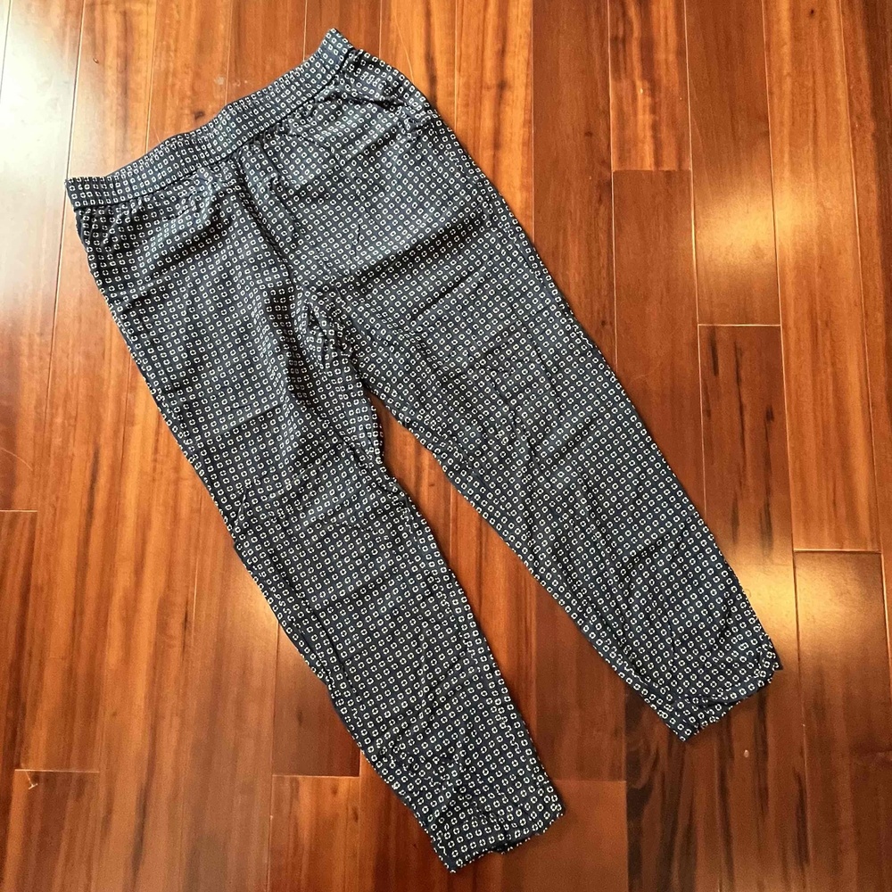 Madewell Navy Blue White Viscose Elastic‎ Waist Dot Pattern Pants Size Small